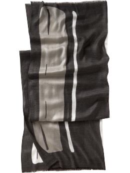 Women: Striped scarf - true black