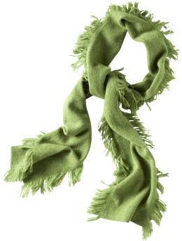 Women: Fringed wool scarf - scottish moss