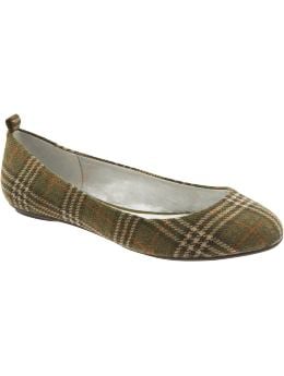 Women's Clothing: Women's Clothing: Plaid ballet flats: Out on the Town 24-7 Cozy Chic | Gap : rubber sole wool womens clothing green womens