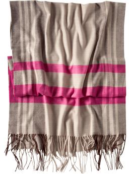 Women: Plaid blanket scarf - pink plaid