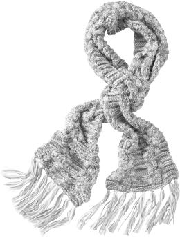Women: Marled cable knit scarf - light grey