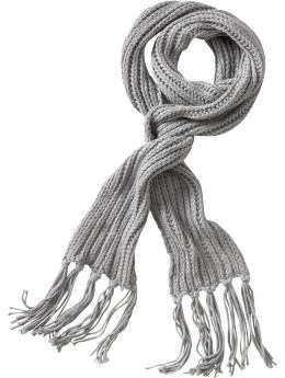Women: Sweater knit scarf - light heather gray