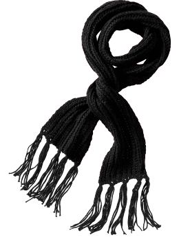 Women: Sweater knit scarf - true black