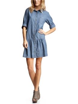 Chambray drop-waist dress