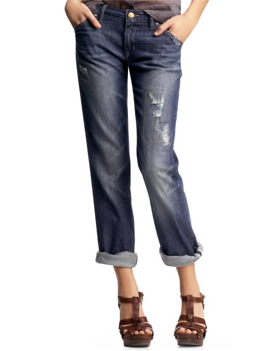 Gap Petite Patch & Repair Easy Straight Jeans
