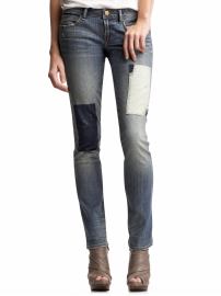 Real straight patch jeans