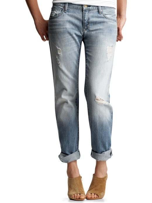Gap Petite Destructed Easy Straight Jeans (Light Wash)
