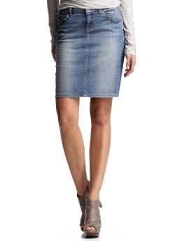 Faded denim pencil skirt