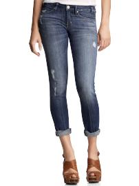Cropped skinny destructed jeans