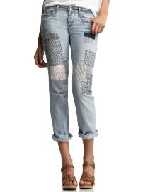 Cropped straight patch jeans