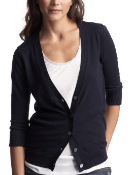 Cropped-sleeve cardigan