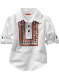 Embroidered roll-up shirt