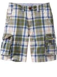 Olive plaid cargo shorts