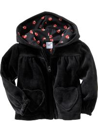 Velour heart zip-up hoodie