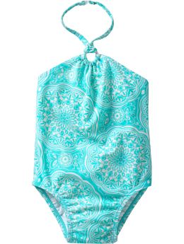 Printed halter one-piece