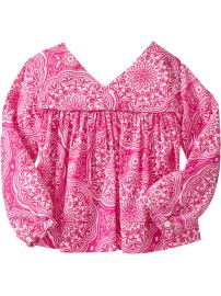 Printed V-neck top