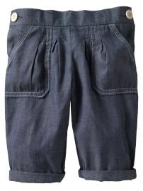 Pleated chambray roll-up pants