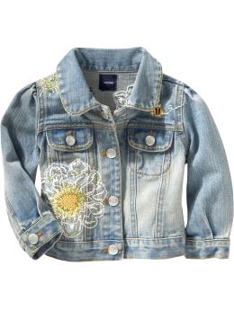 Embroidered daisy denim jacket