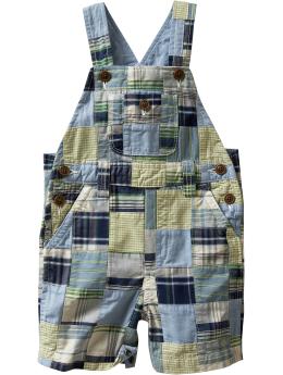 Patchwork short overalls