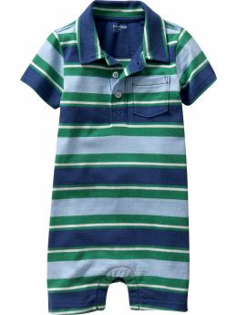 Striped polo short one-piece