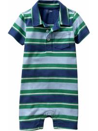Striped polo short one-piece