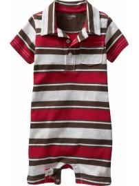 Striped polo short one-piece