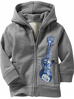 Guitar graphic zip-up hoodie