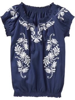 Embroidered peasant top