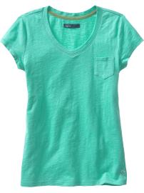 Slub knit V-neck T