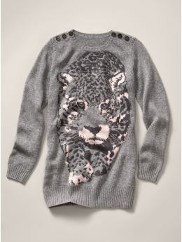 Stella McCartney Leopard Intarsia Cashmere Sweater Tunic