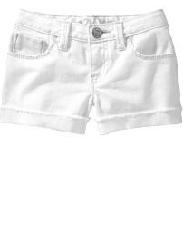 Frayed white denim shorts