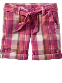 Roll-up plaid shorts