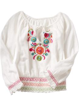 Smocked slub top