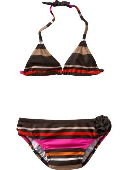 Striped rosette two-piece