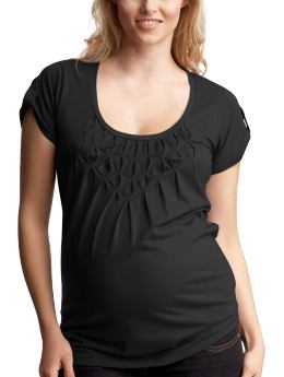 Pleated scoopneck T