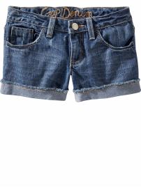 Frayed denim shorts