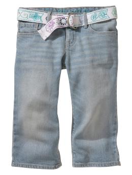 Belted denim pedal pushers