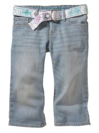 Belted denim pedal pushers