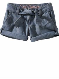 Roll-up chambray shorts