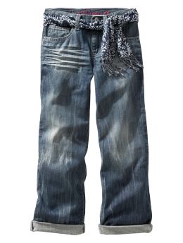 Scarf belted boyfriend jeans