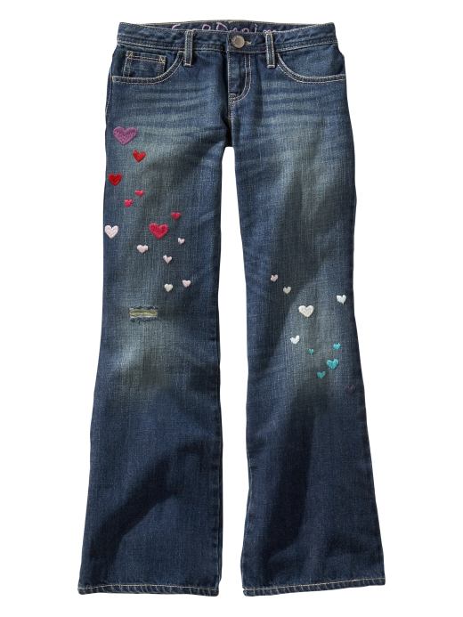 Gap Heart distressed boot cut jeans