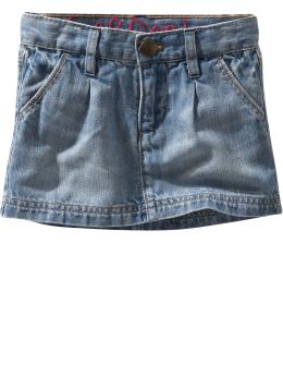 Pleated denim mini skirt