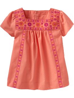 Embroidered squareneck top