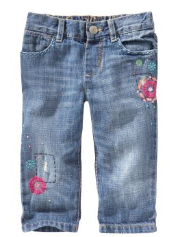 Embroidered cropped jeans