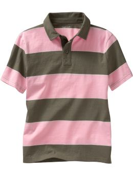 Rugby-striped jersey knit polo