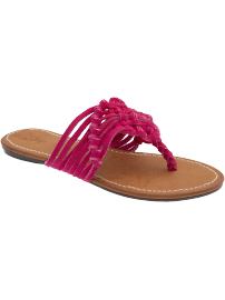 Woven suede flip flops