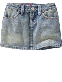 Embroidered light wash denim mini skirt
