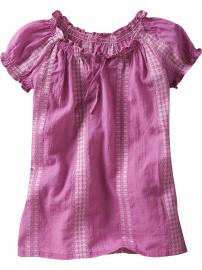 Smocked embroidered shirt