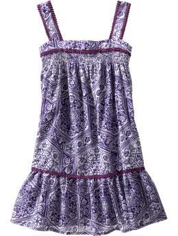 Smocked print dress