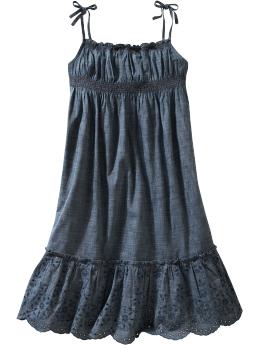 Smocked chambray dress